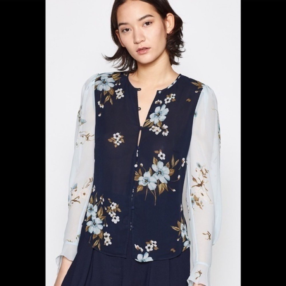 NWT Joie Abboid Floral-print Silk-chiffon Blouse